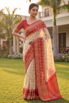 White Red Georgette Saree - Hero