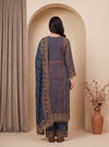 Indigo Muse Grey Crepe Readymade Printed Kurta And Palazzo With Dupatta - back