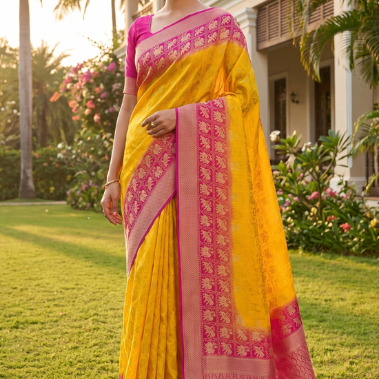 Mango Gold Rani Georgette Saree - Hero