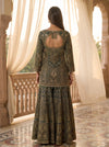 Mehndi Raag Green Crepe Readymade Heavy Embroidered Sharara Set With Dupatta - back