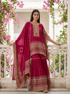 Regal Glow Gajari Crepe Readymade Sharara Set With Dupatta - mood