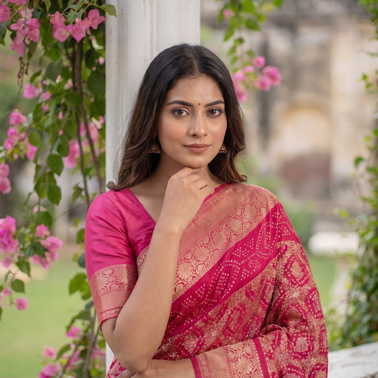 Rani Georgette Saree - Close Up