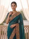 Peacock Organza Saree - Close Up