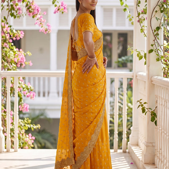 Mustard Soft Twill Saree - Side
