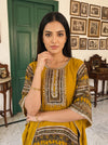 Golden Mehfil Mehndi Crepe Readymade Sharara Set - closeup