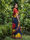 Navy Maroon Chinon Bandhini Printed Saree - Side