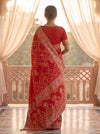 Red Loom Saree - Back