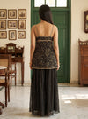 Midnight Gilded Black Georgette Readymade Strappy Suit - back