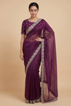 Wine Organza Saree - Hero