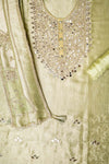 Soft Heritage Pista Tissue Brocade Silk Unstitched Salwar Suit With Tissue Silk Dupatta