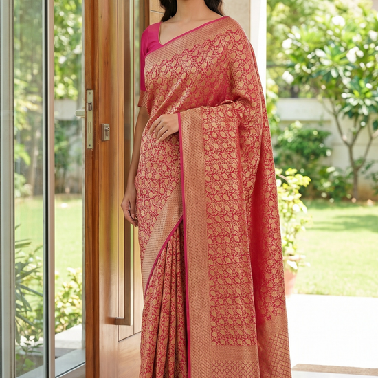 Dark Gajari Georgette Saree - Hero