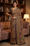 Navy Blue Georgette Printed Saree - Hero