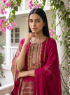 Regal Glow Gajari Crepe Readymade Sharara Set With Dupatta - closeup
