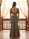Mint Mirage Green Crepe Readymade Crop Top And Sharara Set With Dupatta - back