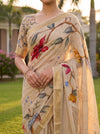 Tusser Chinon Floral Printed Saree - Detail
