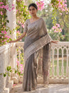 Grey Cotton Thread Work Saree - Mood