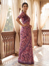 Garnet Cotton Floral Printed Saree - Side