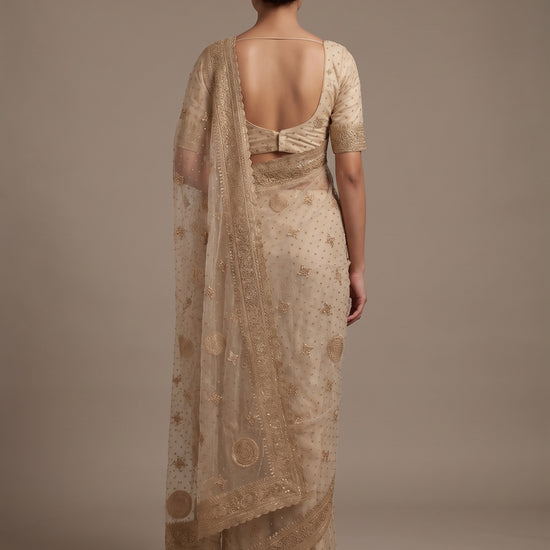 White Net Saree - Back
