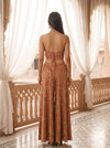 Sunlit Grace Peach Georgette Readymade Halter Suit Set And Palazzo With Crush Tissue Dupatta - back