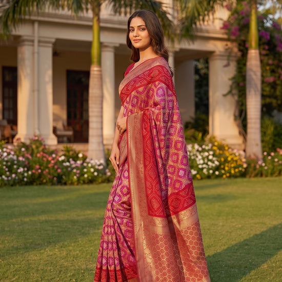 Rani Red Georgette Saree - Side