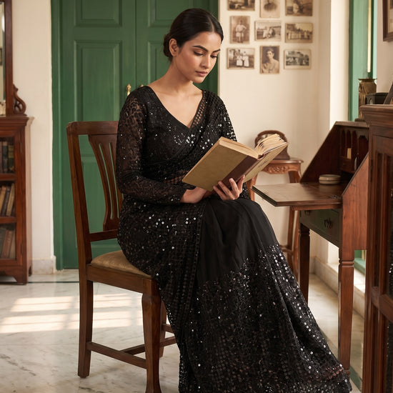 Black Net Saree - Mood