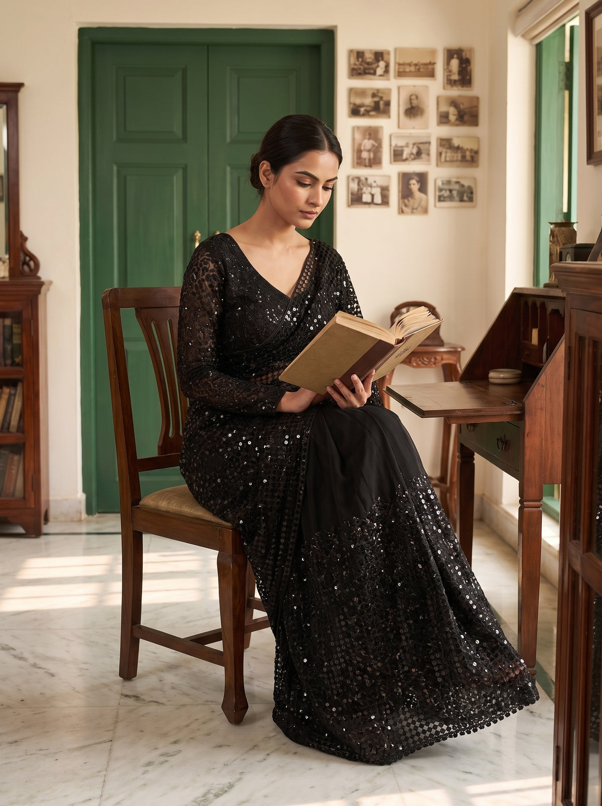 Black Net Saree - Mood