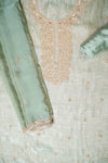 Pastel Majesty Mint Green Crush Tissue Unstitched Salwar Suit With Tissue Dupatta
