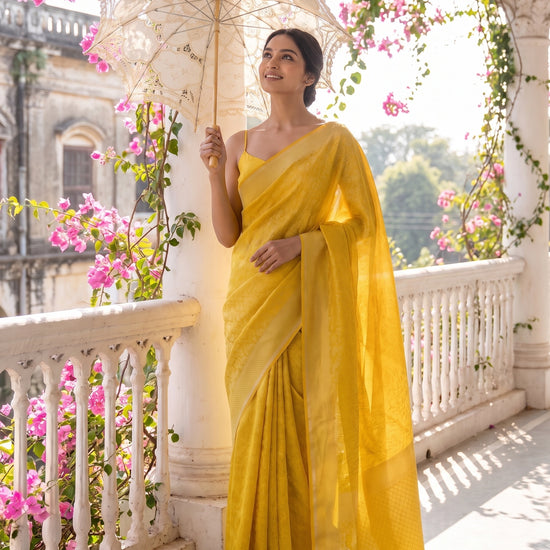 Mango Gold Pista Georgette Saree - Mood