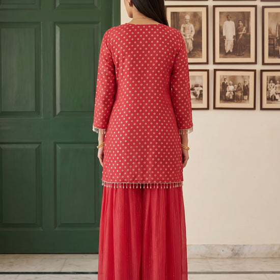 Coral Charm Coral Georgette Readymade Kurta Set - back