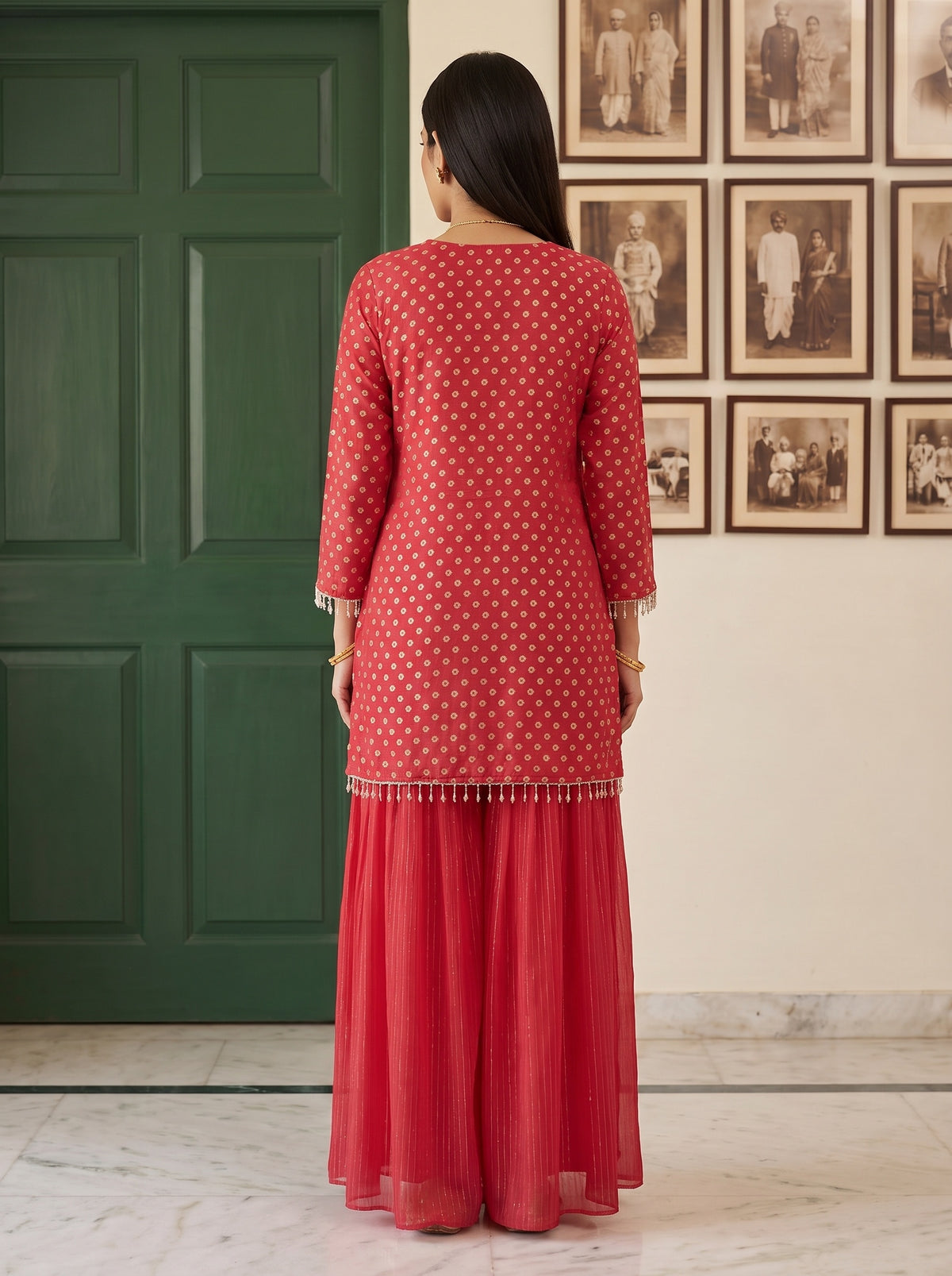 Coral Charm Coral Georgette Readymade Kurta Set - back