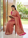 Dark Gajari Georgette Saree - Mood