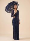 Navy Net Saree - Mood