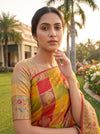 Mustard Organza Zari Saree - Close Up