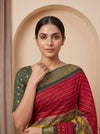 Pista Maroon Muslin Floral Printed Saree - Close Up