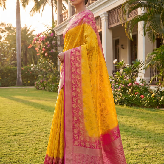 Mango Gold Rani Georgette Saree - Side