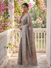 Grey Cotton Thread Work Saree - Side