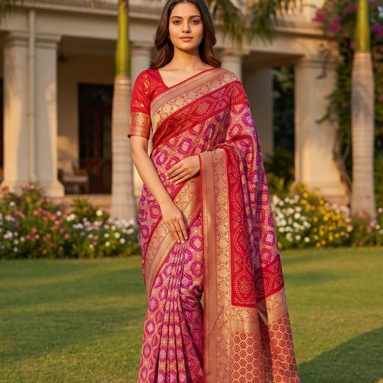 Rani Red Georgette Saree - Hero