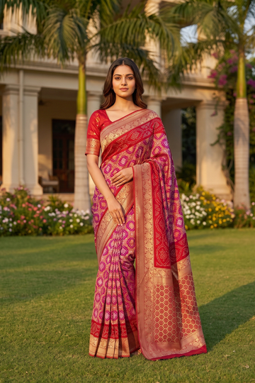 Rani Red Georgette Saree - Hero