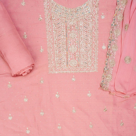 Pink Shimmer suit with chiffon dupatta