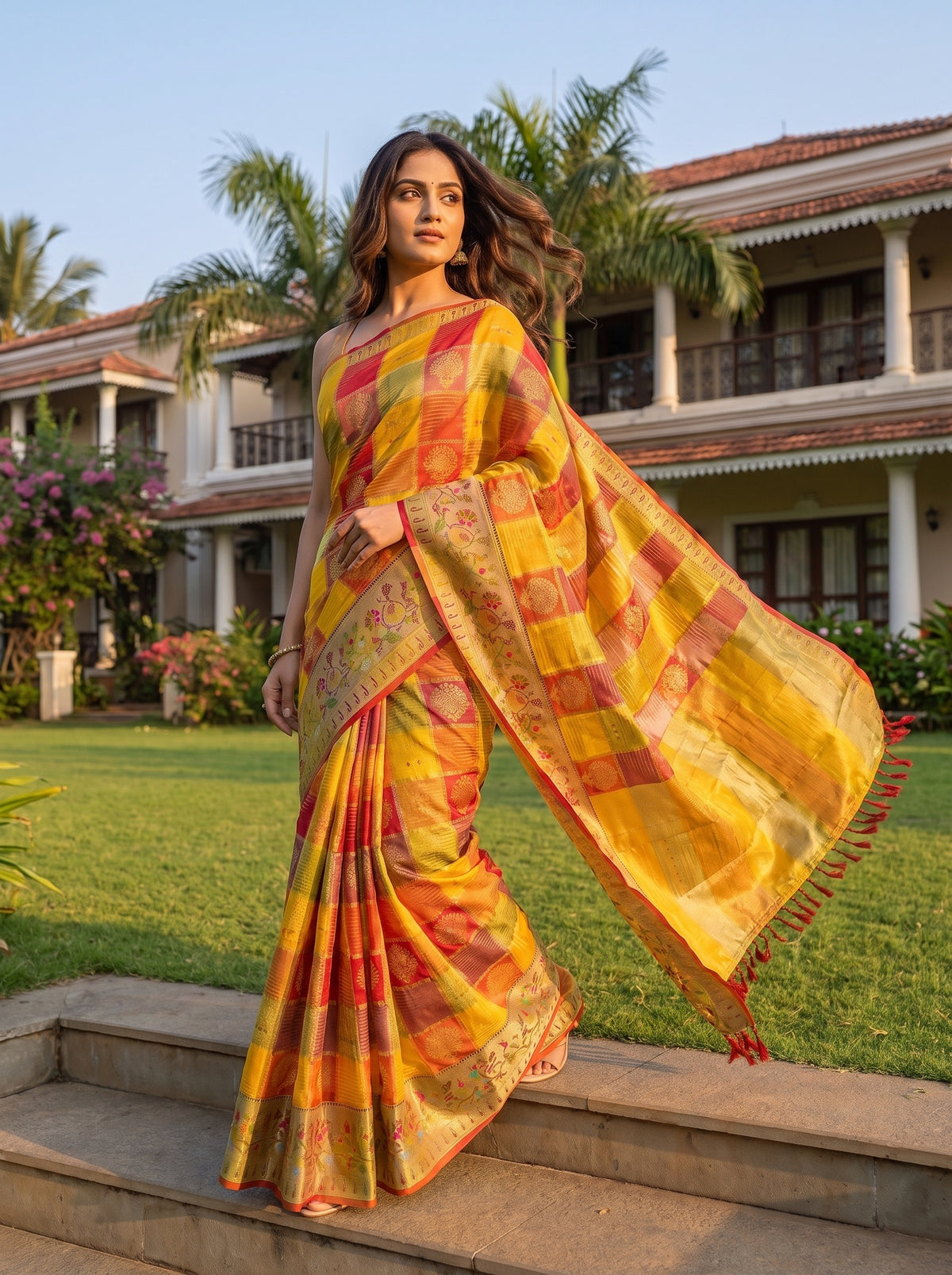 Mustard Organza Zari Saree - Mood