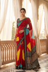 Maroon Chinon Bandhini Printed Saree - Hero