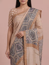 Tusser Off White Cotton Embroidered Saree - Detail