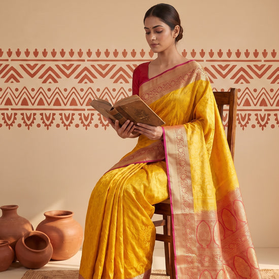 Mustard Loom Saree - Mood