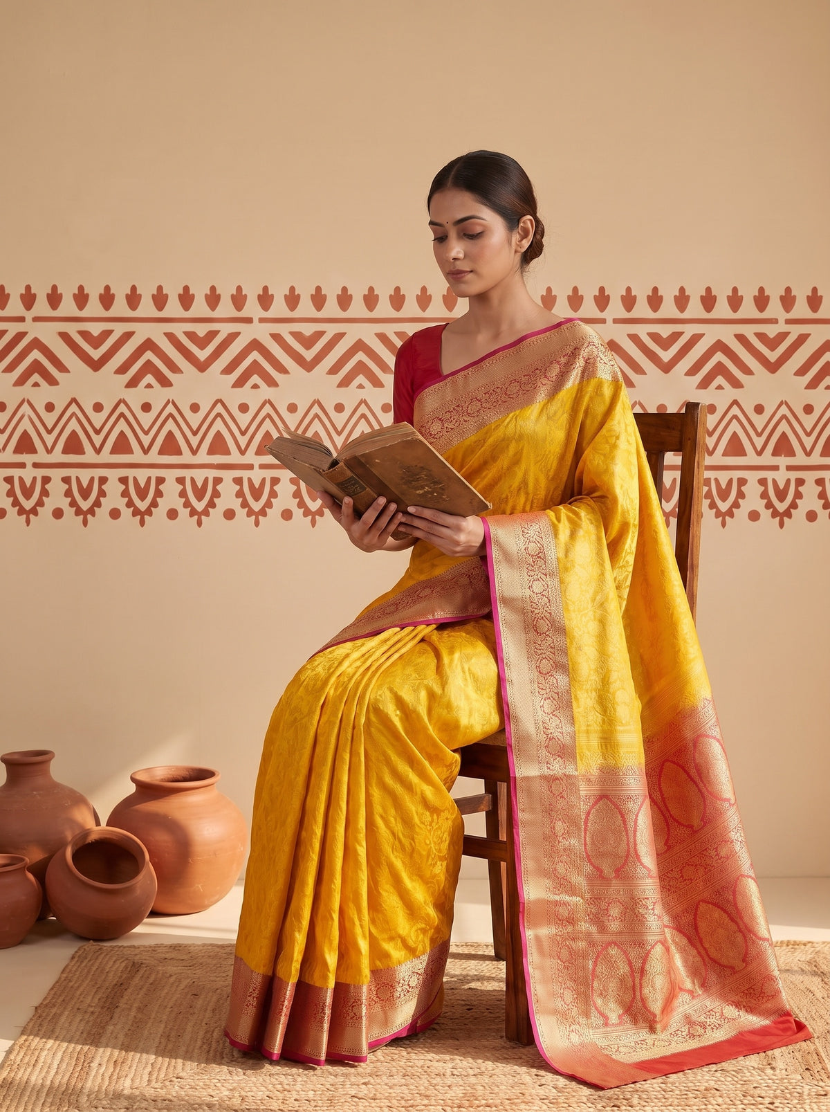Mustard Loom Saree - Mood