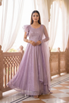 Lilac Dream Pink Lycra Readymade Anarkali Suit With Net Dupatta - hero