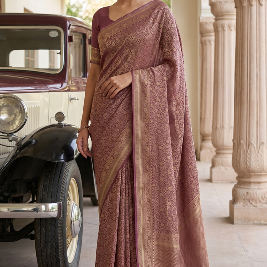 Mauve Khaddi Georgette Saree - Hero