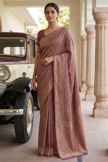 Mauve Khaddi Georgette Saree - Hero