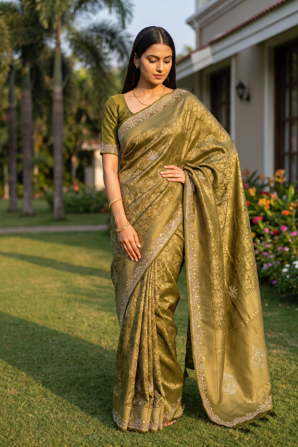 Mehndi Loom Saree - Hero