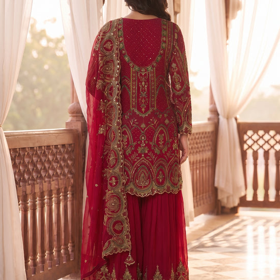 Shahi Bloom Rani Crepe Readymade Gota Patti Sharara Set With Dupatta - back