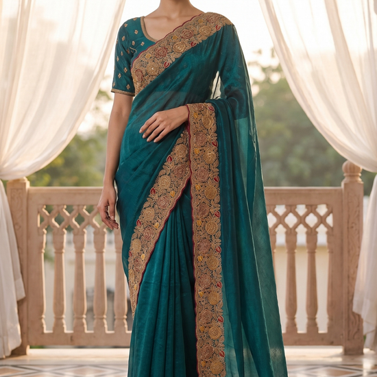 Peacock Organza Saree - Hero